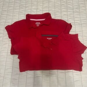 Set of 2 Old Navy Bright Red Girls Polo School Uniform 10 12